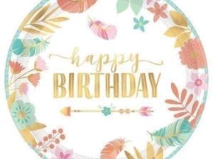 Boho Birthday Girl 10.5" Plate (8)