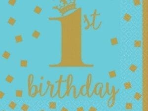Blue & Gold 1st Birthday Luncheon Napkins (16)