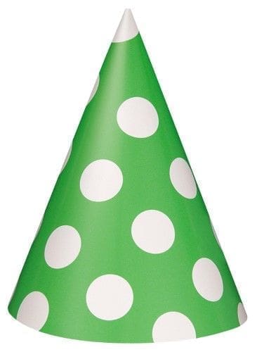 Polka Dot Birthday Party Hats, Red, 8ct