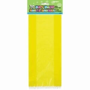 Plastic Cellophane Bags, 11 X 5 in, Yellow, 30ct