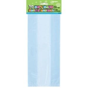 Plastic Cellophane Bags, 11 X 5 in, Baby Blue, 30ct