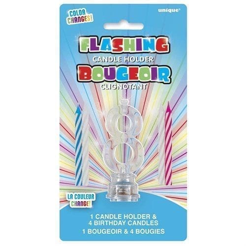 Color Changing Flashing Birthday Candle Holder Number 8
