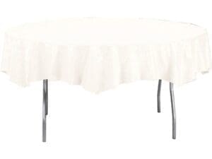 White Octy Round Tablecloth, Round Table Cover, 82"