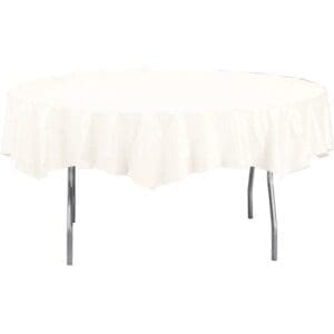 White Octy Round Tablecloth, Round Table Cover, 82"