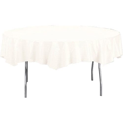 White Octy Round Tablecloth, Round Table Cover, 82"