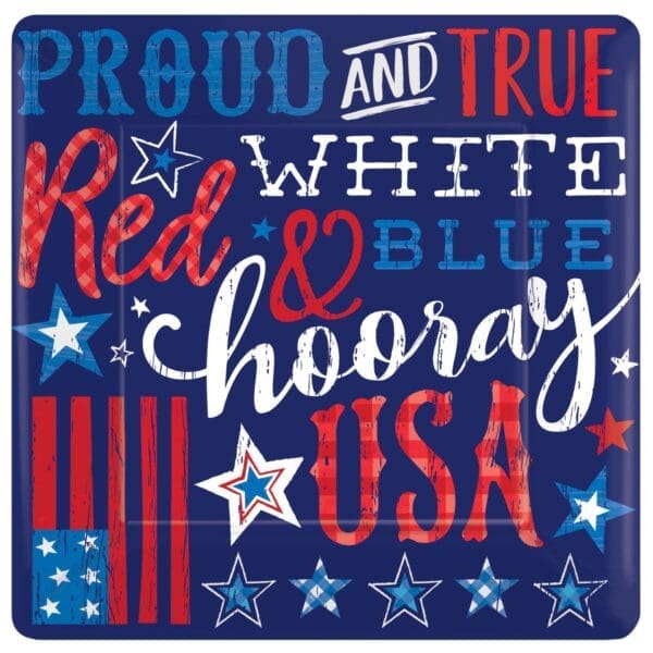 Proud & True Patriotic Paper Round Plates