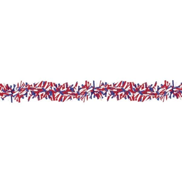 15 Ft. Patriotic Tinsel Garland - Red White & Blue