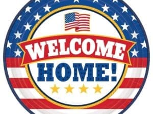Welcome Home Patriotic Paper Round Plates -