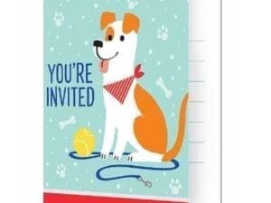 Dog Party Invitations - Party Supplies - Invitations - 1 Pack of 8