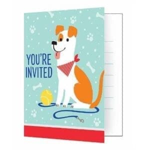 Dog Party Invitations - Party Supplies - Invitations - 1 Pack of 8