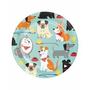 Dog Party Dessert Plates - 7 Plates - 1 Pack of 8"