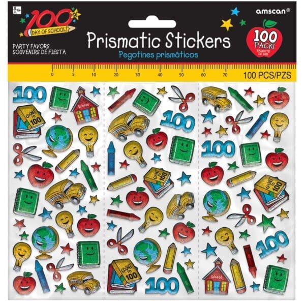 100th Day of School Prismatic Stickers