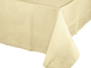 Tissue Tablecover, 54" X 108", Poly Backing, Ivory, 1 Ct