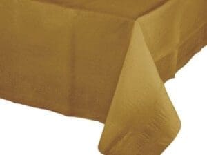 Tissue Tablecover, 54" X 108", Poly Backing, Glittering Gold, 1 Ct