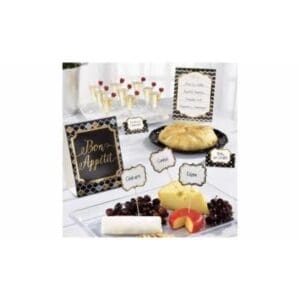 Black, Silver, and Gold Chevron Buffet Decorating Kit (12pc)