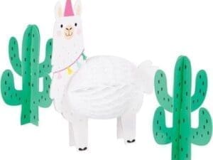 White & Green Llama Party Centerpiece