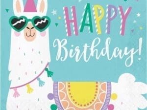 Llama Party Happy Birthday Lunch Napkins - 1 Pack of 16