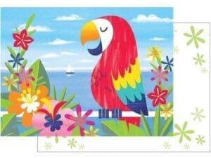Lush Luau Parrot Flora 8 Ct Invitation Postcards