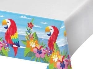 Lush Luau Parrot Plastic Border Print Tablecover 54 X 102
