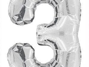 Anagram 88597 26 in. Number 3 Silver Super Shape Foil Balloons