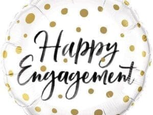 18 in. Engagement Gold Dots Flat Foil Balloon