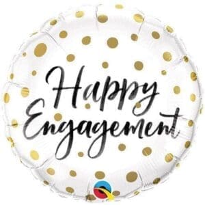 18 in. Engagement Gold Dots Flat Foil Balloon