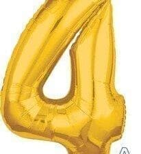 Anagram 89551 26 in. Number 4 Helium Balloon - Gold
