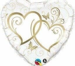 18 in. Entwined Hearts Gold Foil Balloon