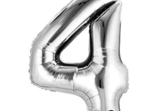26 in. Number 4 Silver Super Shape Foil Balloons