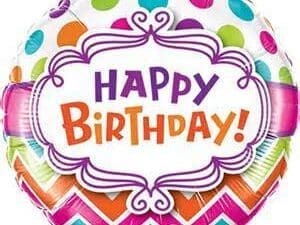 18 in. Birthday Chevron Dots Flat Foil Balloon