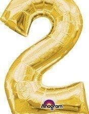 Mini Shape Air - Filled Gold Number 2 Foil Balloon 16"