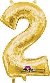 Mini Shape Air - Filled Gold Number 2 Foil Balloon 16"