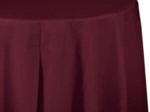 Plastic Tablecover, Octy Round, 82", Burgundy, 1 Ct