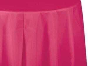 Plastic Tablecover, Octy Round, 82", Hot Magenta, 1 Ct