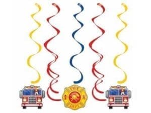Firetruck Swirl Decoration - Set of Five