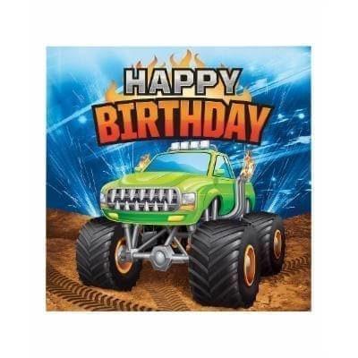 Monster Truck Happy Birthday Lunch Napkins 16ct