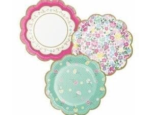 Floral Tea Party Scalloped Plate 7" Assorted Florals, 8 Ct