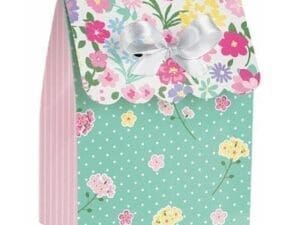 Teal - Floral Tea Party Favor Bag - Set of 12