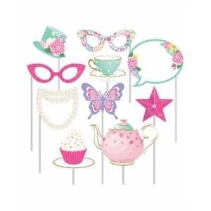 Pink - Floral Tea Party 10-Piece Photo Booth Prop Set