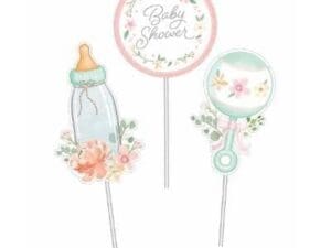 340077 Country Floral Baby Shower Centerpiece Sticks, 3 Count