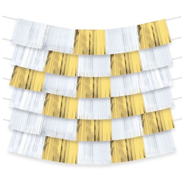 Gold & White Fringe Banners 9ct