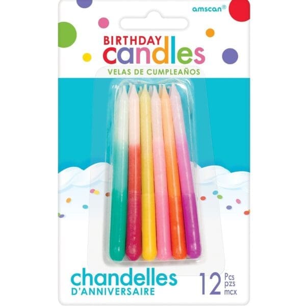 Multi-Coloredcolor Ombre Birthday Candles 12ct Party Supplies