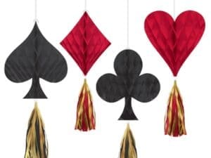 Casino Night Honeycomb Decorations W/ Tassels (4ct)
