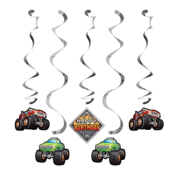 Monster Truck Swirl Decorations 5ct