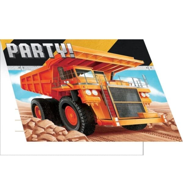 Big Dig Construction Invitations, 8 Count