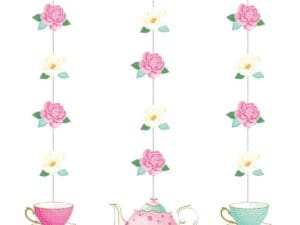 Floral Tea Party Hanging Cutouts, 3 Ct