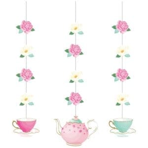 Floral Tea Party Hanging Cutouts, 3 Ct