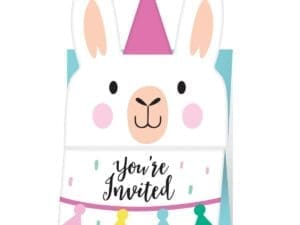 Llama Party Invitations - 1 Pack of 8 - Party Supplies