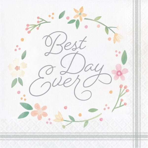 339877 Country Floral Best Day Ever Napkins, 16 Count