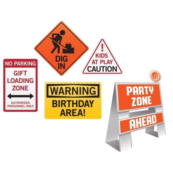 Big Dig Construction Easel and Wall Sign Set, 5 Ct